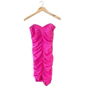 Olive Tree 90s Style Pink Ruched Slinky Fitted Sexy Mini Sweetheart Dress M